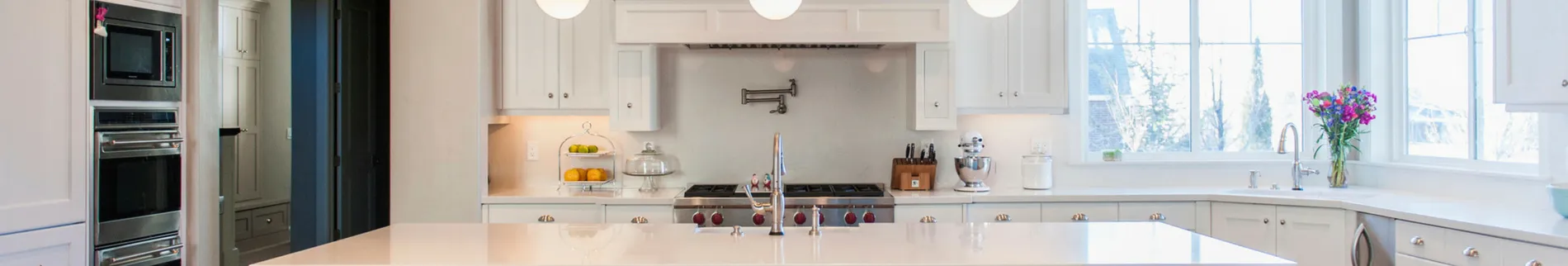 countertop in white kitchen