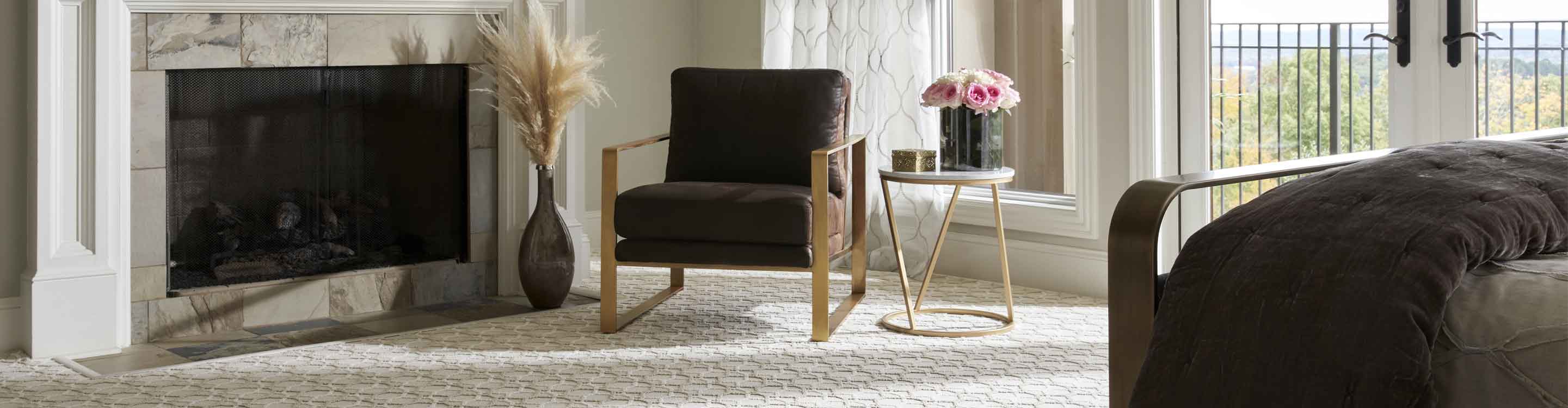 Beige Karastan Carpet in a living room