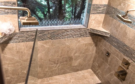 Custom walk-in shower with wall tile